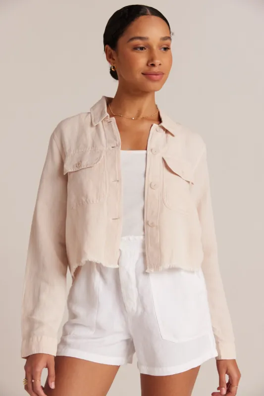 Lily Frayed Hem Jacket - Sand Khaki sold by Bella Dahl