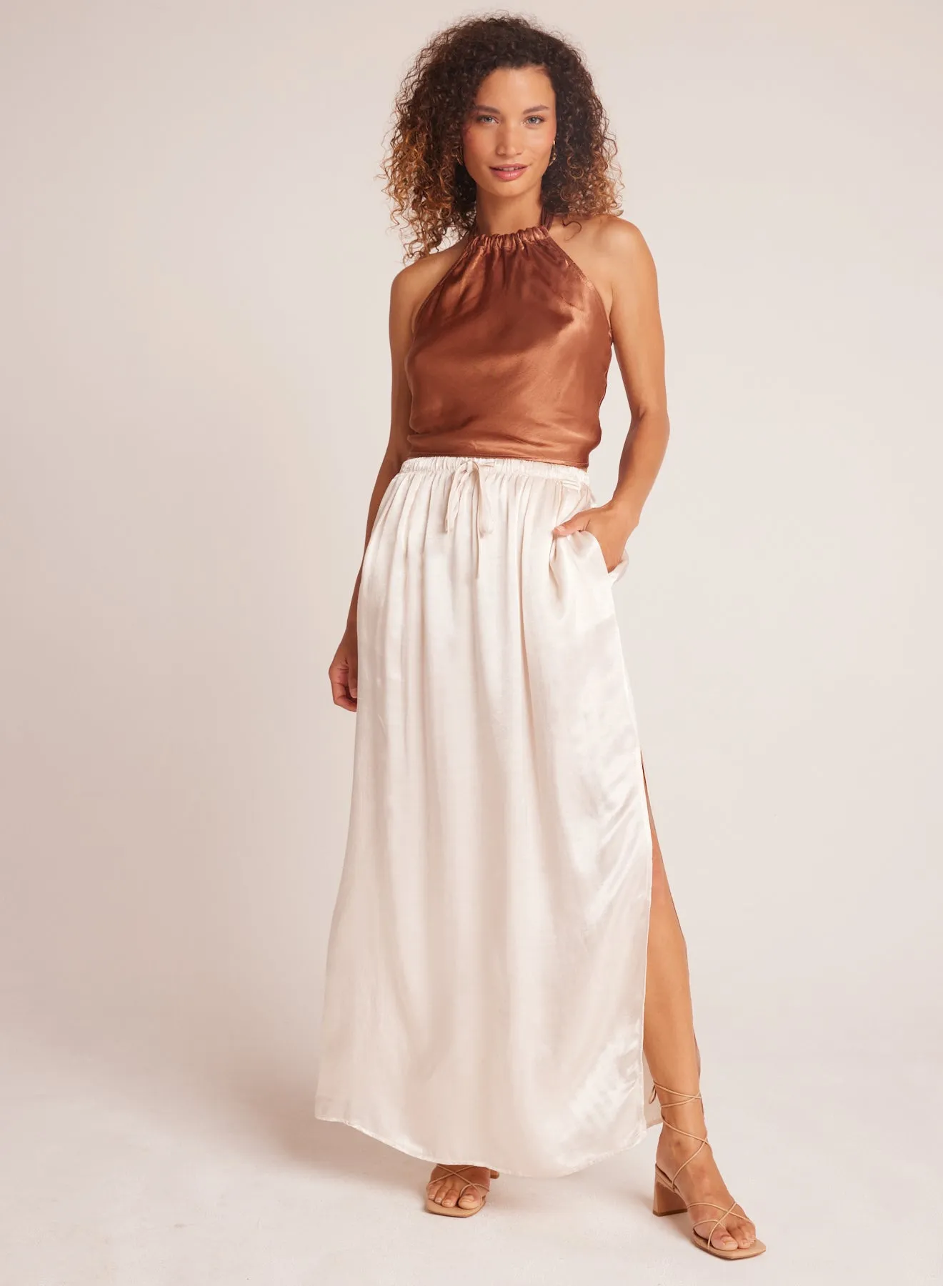 Pleat Front Maxi Skirt - Playa Sand sold by Bella Dahl