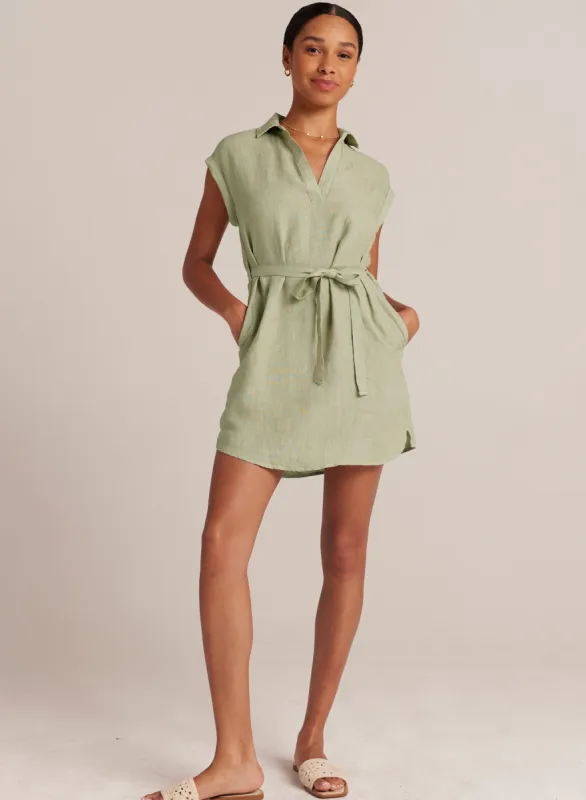 Belted Linen  Shirt Dress - Pale Palm sold by Bella Dahl
