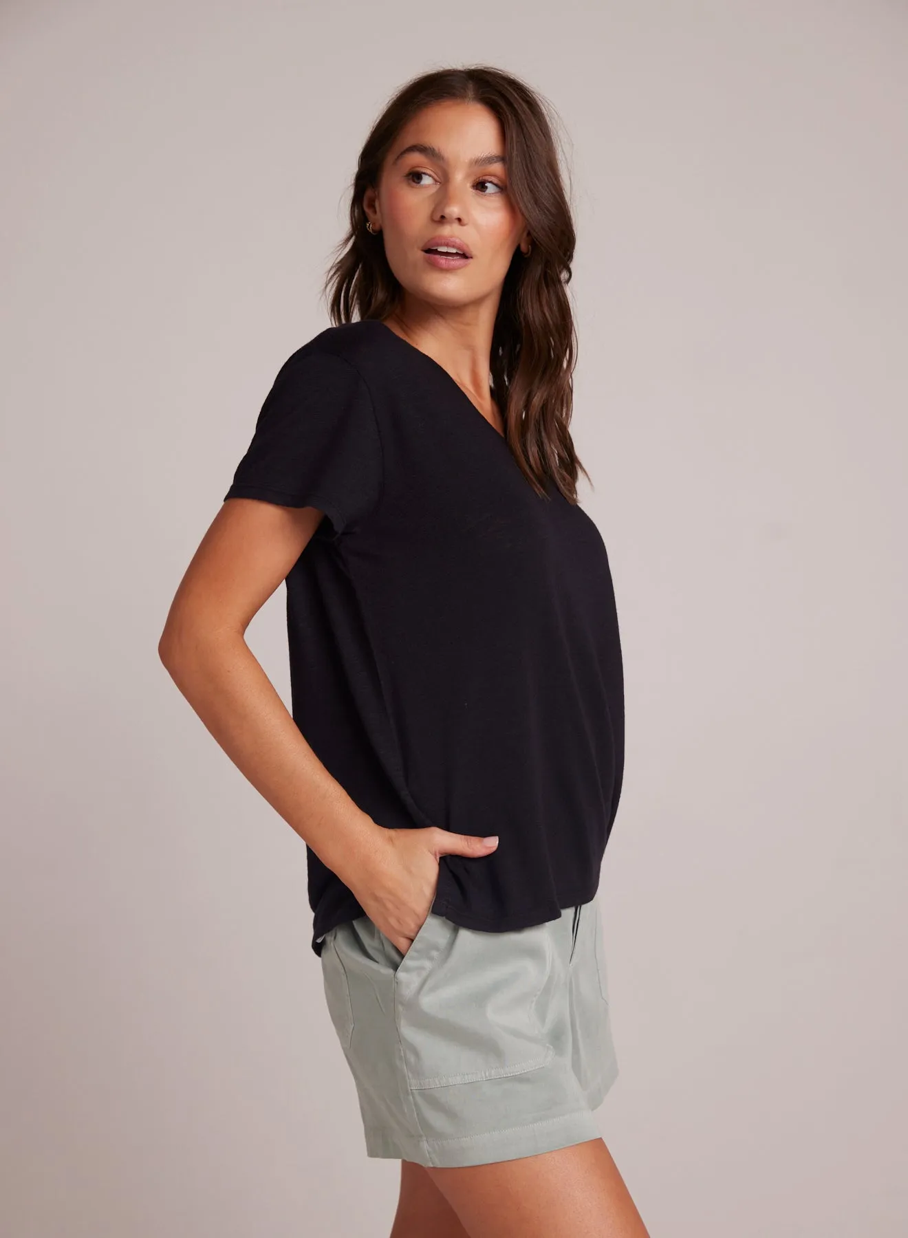 Side Slit V-Neck Tee - Black sold by Bella Dahl product image thumbnail 3