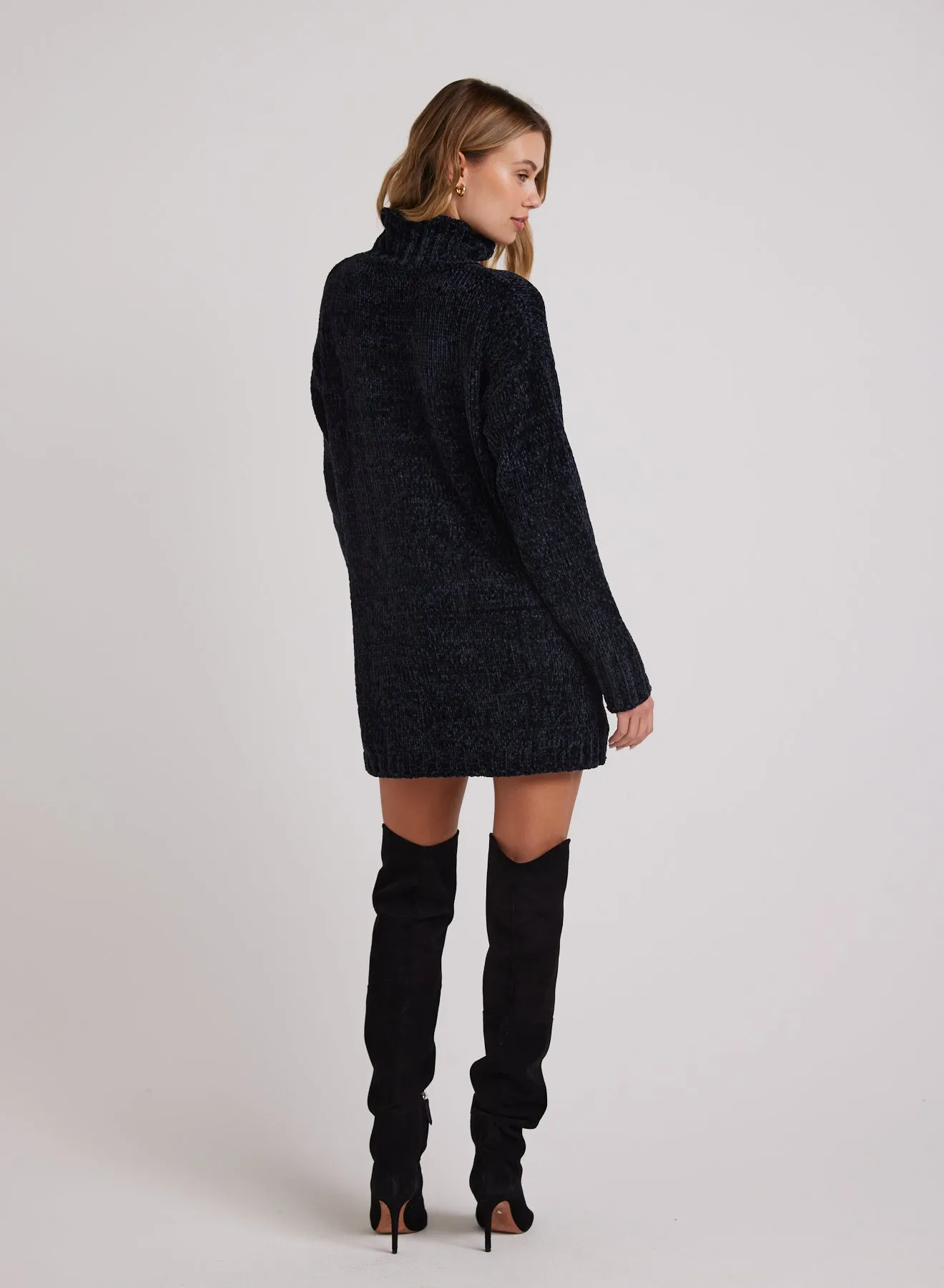 Turtle Neck Chenille Sweater Dress- Black sold by Bella Dahl product image thumbnail 2
