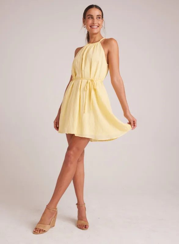Gathered Halter Dress with  Braided Belt - Citron Yellow sold by Bella Dahl