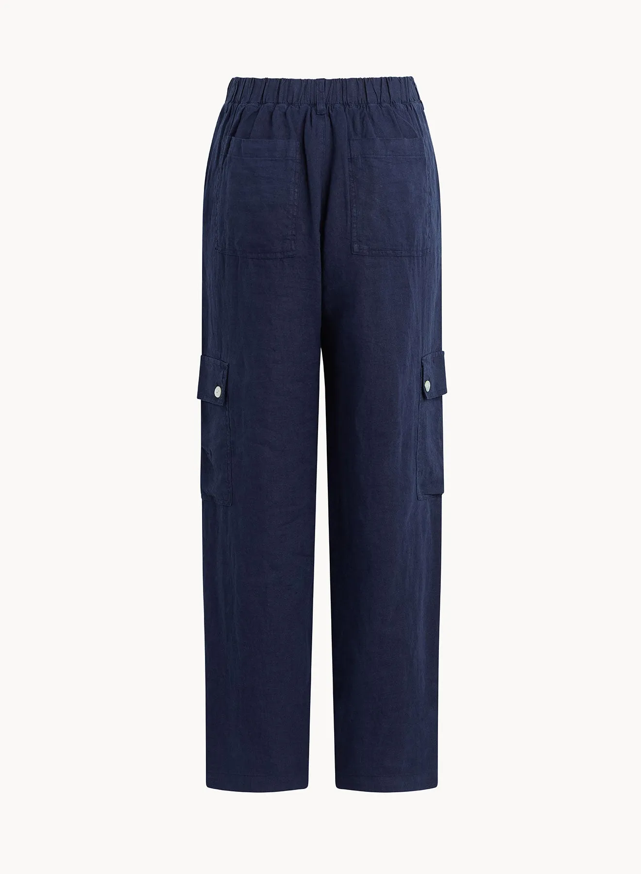 Pleated Linen Cargo Trousers- Brazilian Navy sold by Bella Dahl product image thumbnail 2