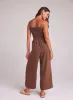 Wide Leg Smocked Ruffle Jumpsuit - Botanical Brown sold by Bella Dahl