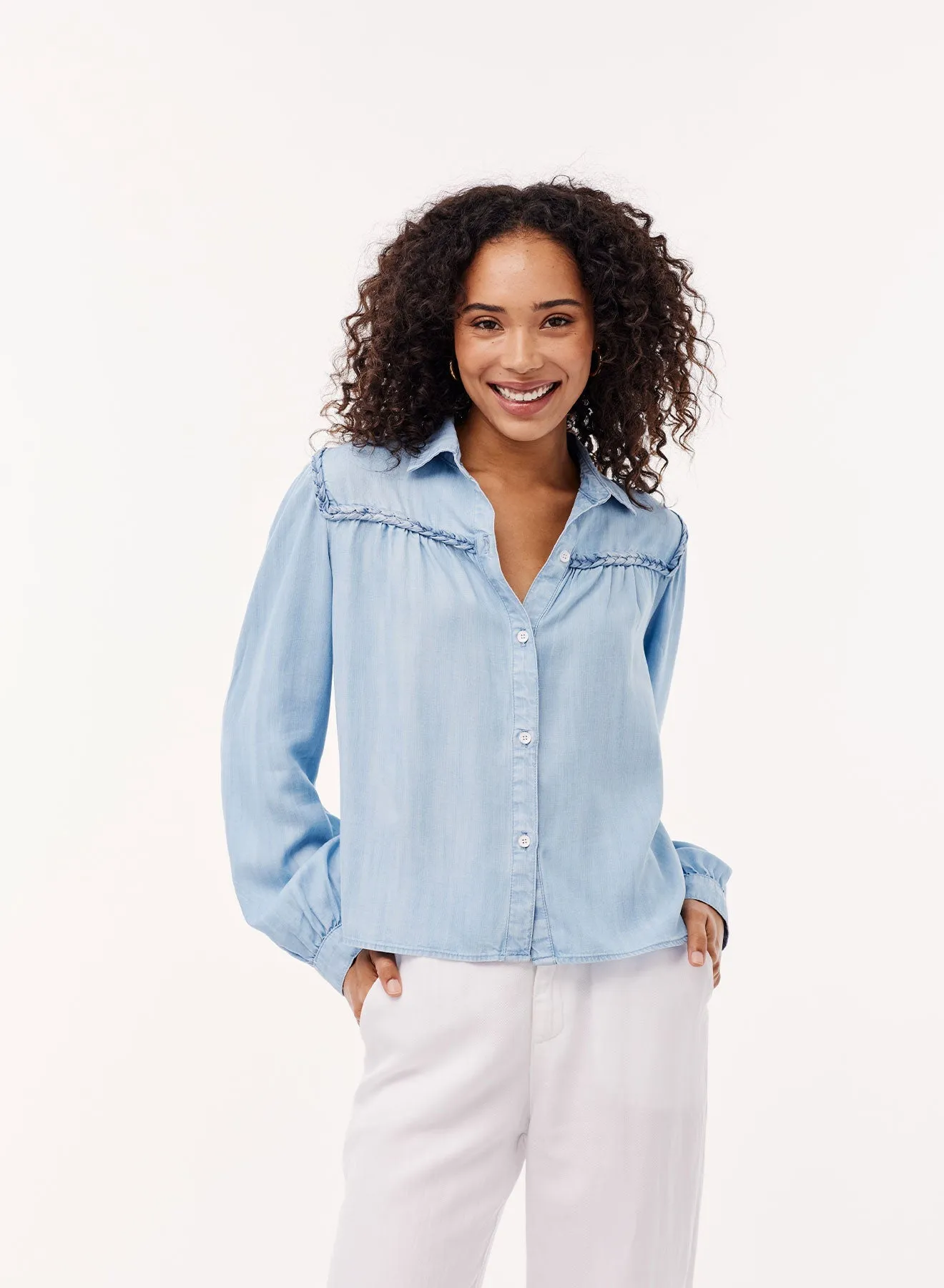 Braided Denim Button Down - Light Indigo Wash sold by Bella Dahl product image thumbnail 3