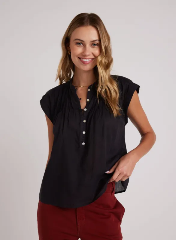 Short Sleeve Pintuck Pullover - Black sold by Bella Dahl