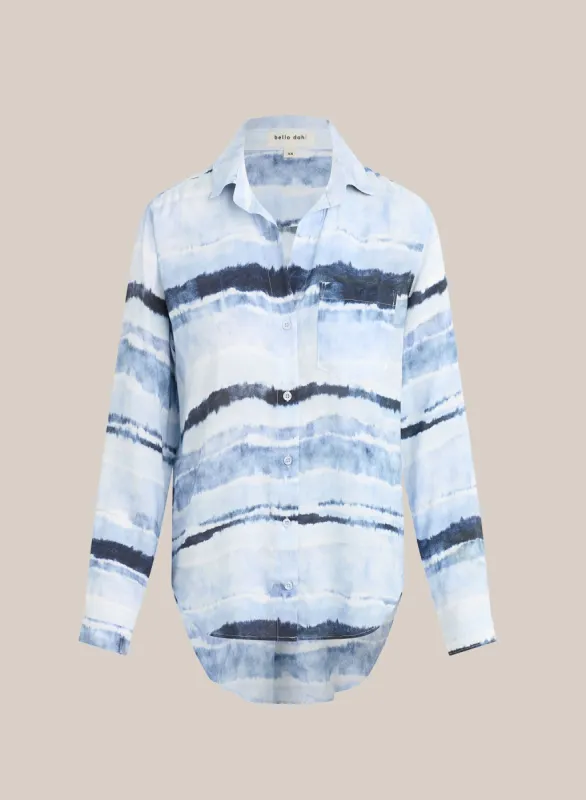 Pocket Button Down - Indigo Stripes Print sold by Bella Dahl