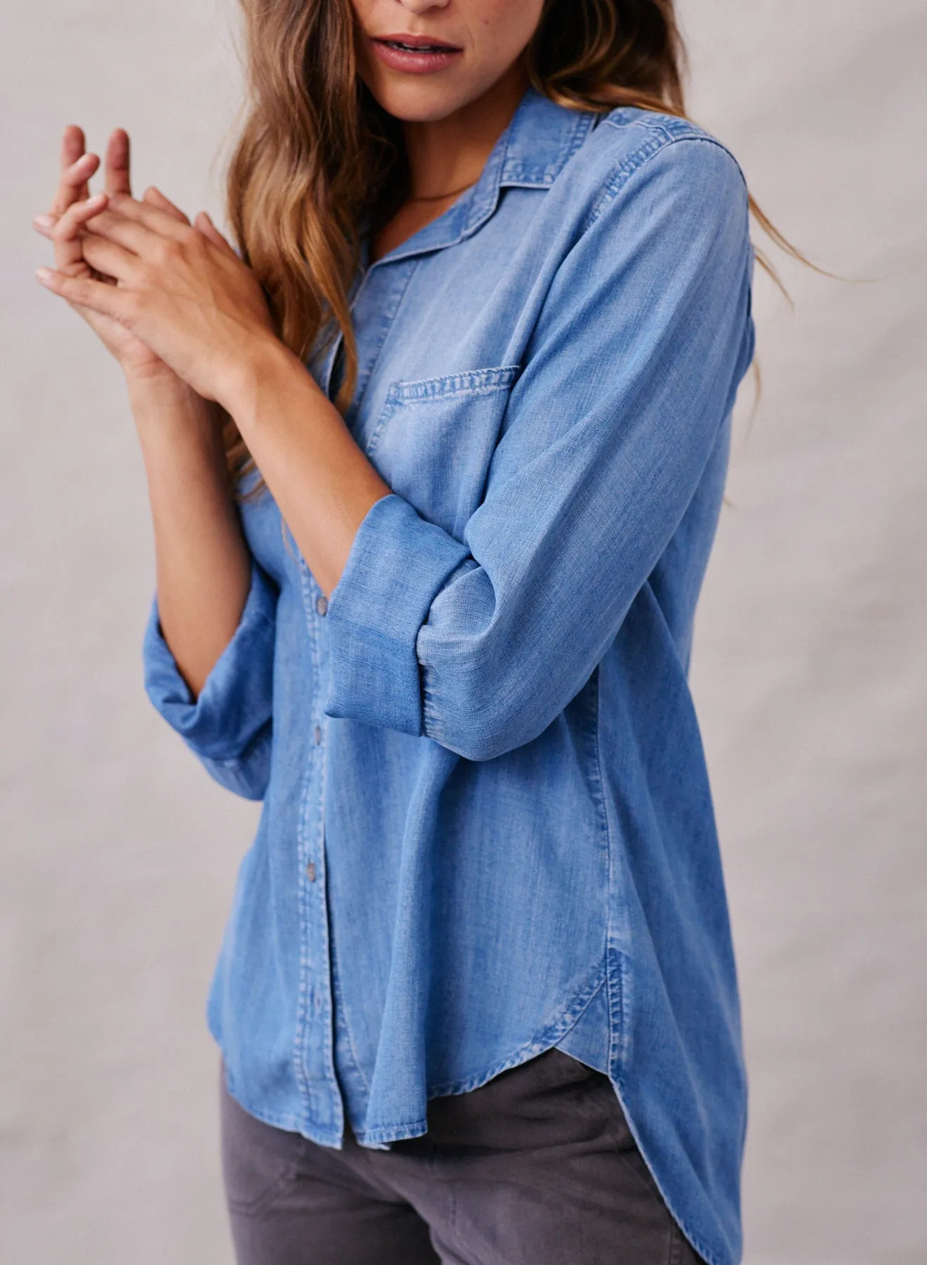 Shirt Tail Button Down - Medium Ombre Wash sold by Bella Dahl product image thumbnail 3