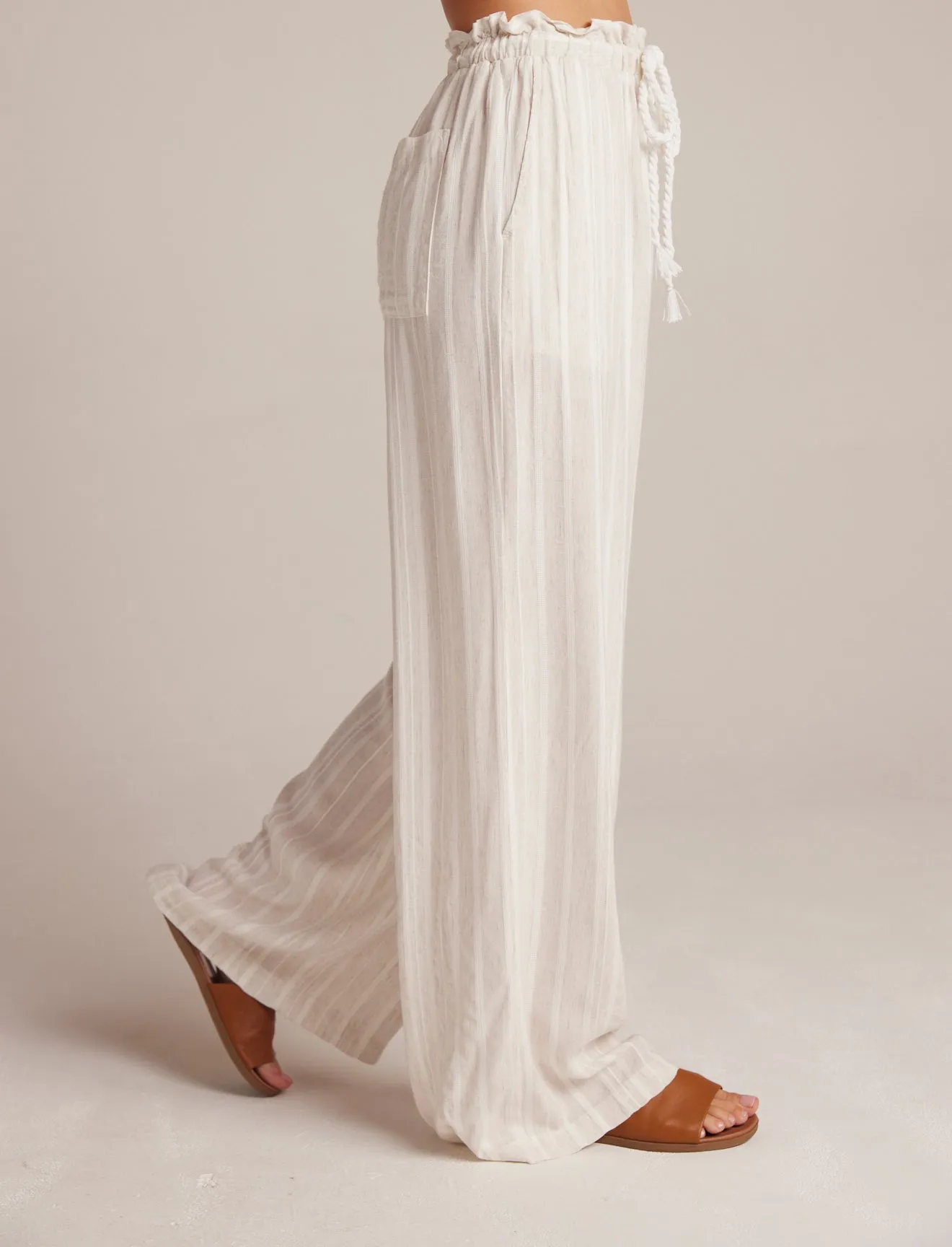 Ruffle Waist Wide Leg - White Sand Stripe sold by Bella Dahl product image thumbnail 5