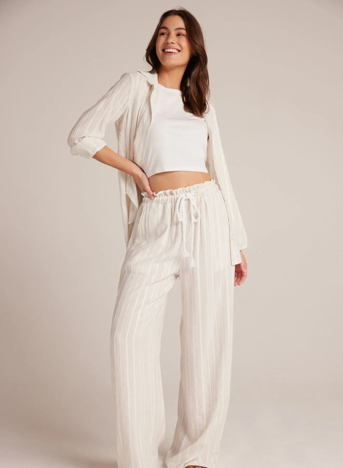 Ruffle Waist Wide Leg - White Sand Stripe sold by Bella Dahl product image thumbnail 2