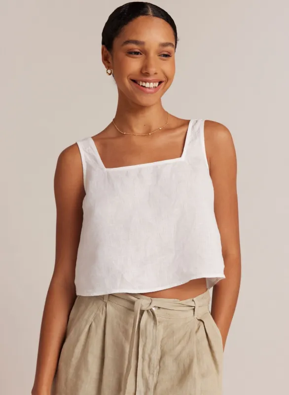 Button Back Linen Tank - White sold by Bella Dahl