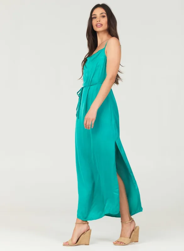 Cowl Neck Satin Maxi Dress - Tropical Teal sold by Bella Dahl