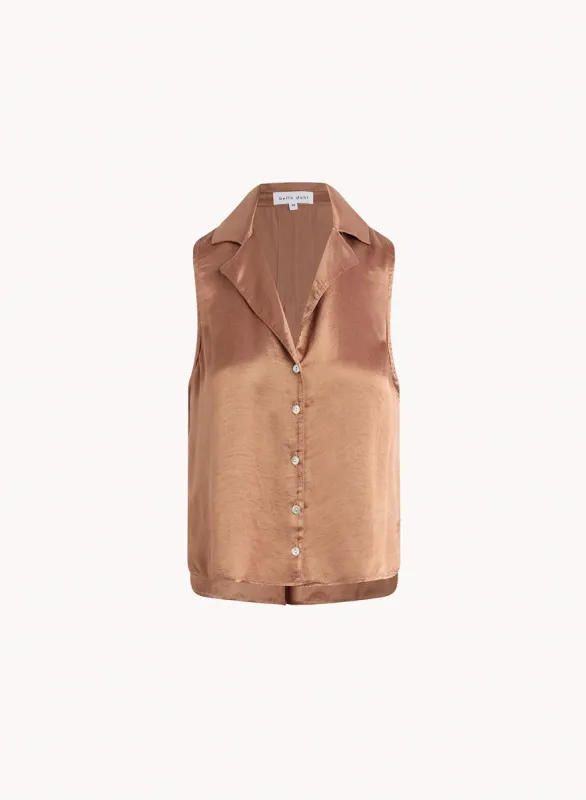 Sleeveless Notch Collar Button Down - Curacao Coconut sold by Bella Dahl