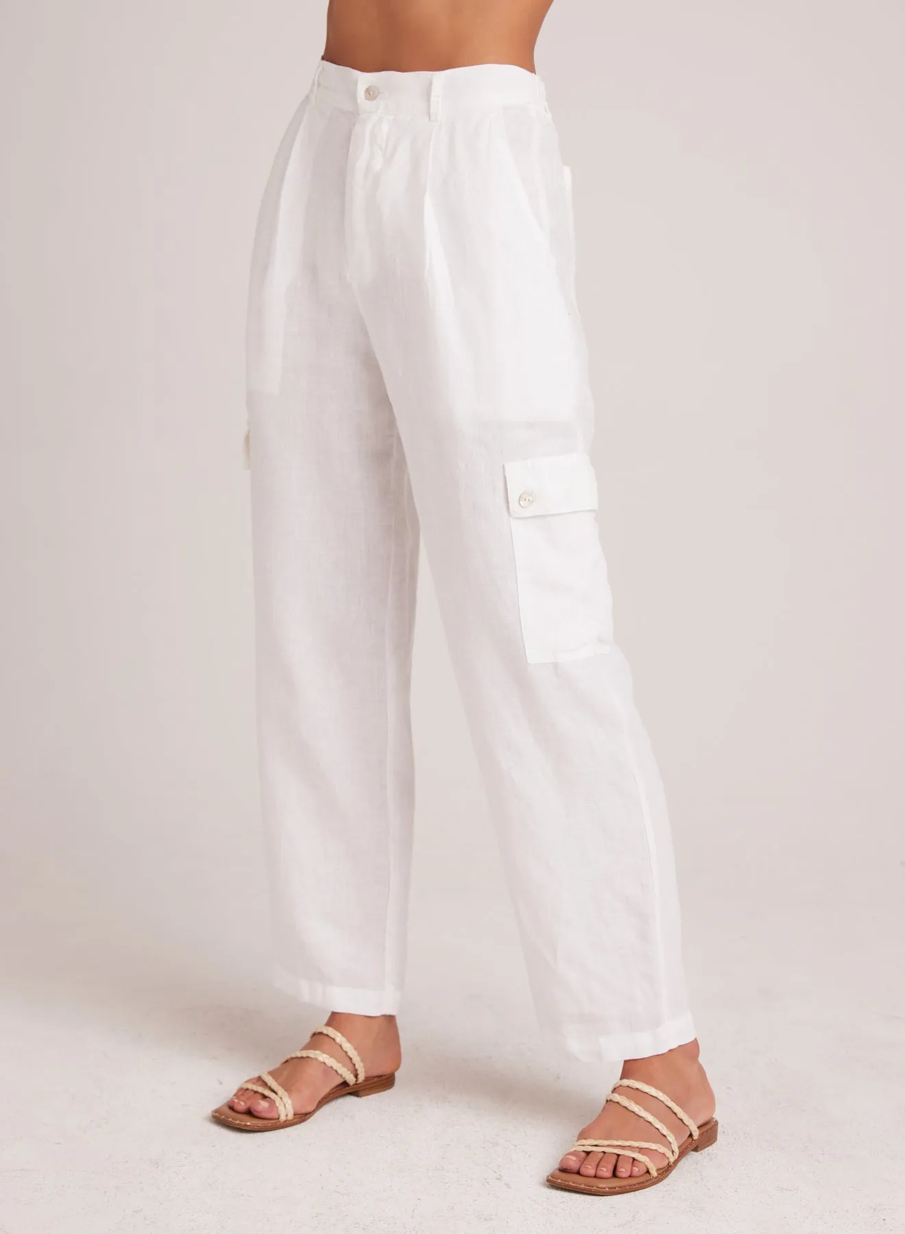 Pleated Linen Cargo Trousers - White sold by Bella Dahl product image thumbnail 4
