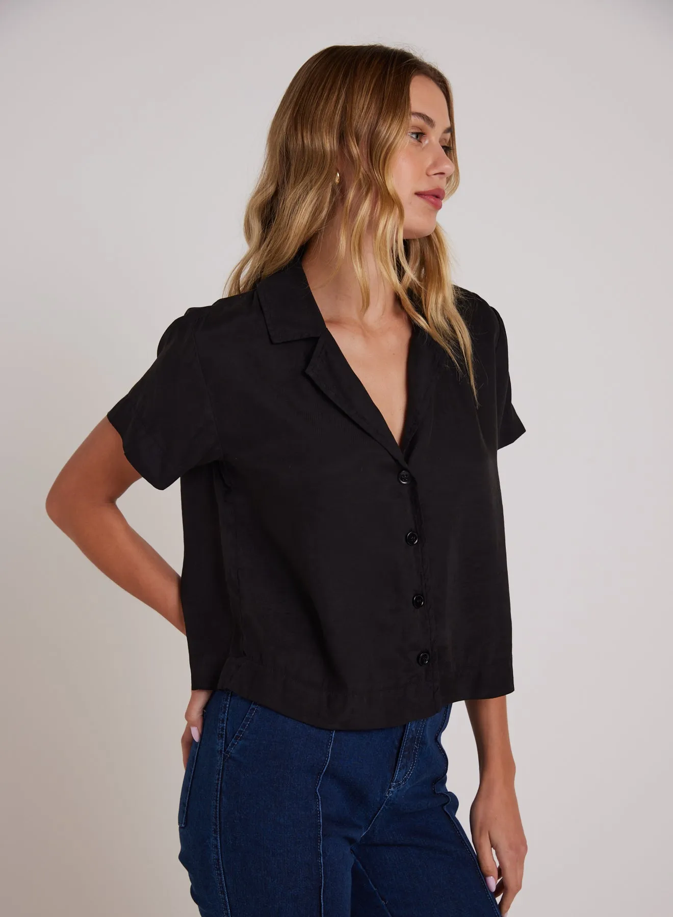 Short Sleeve Flowy Button Down - Black sold by Bella Dahl product image thumbnail 3