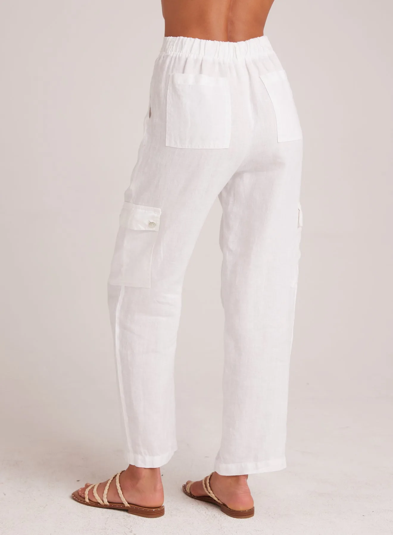 Pleated Linen Cargo Trousers - White sold by Bella Dahl product image thumbnail 3
