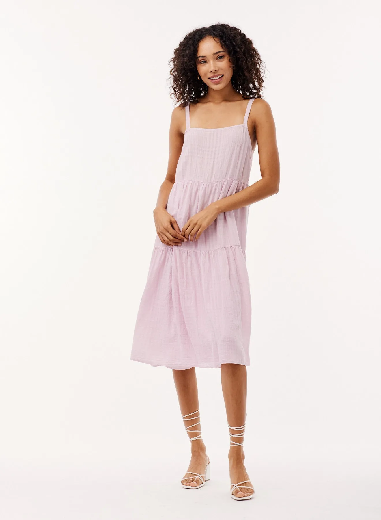 Tie Back Shadow Plaid Tiered Dress - Orchid Rose sold by Bella Dahl product image thumbnail 3