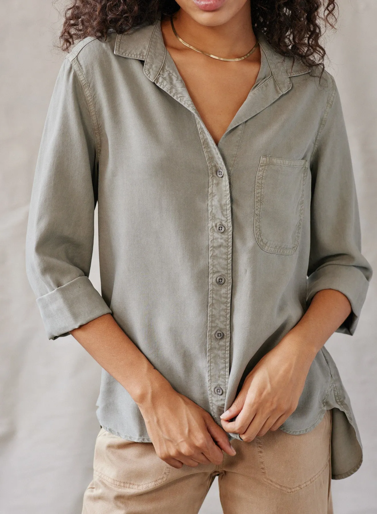 Shirt Tail Button Down - Soft Army sold by Bella Dahl product image thumbnail 4