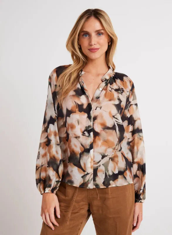 Long Sleeve Shirred Raglan Shirt - Harvest Floral Print sold by Bella Dahl