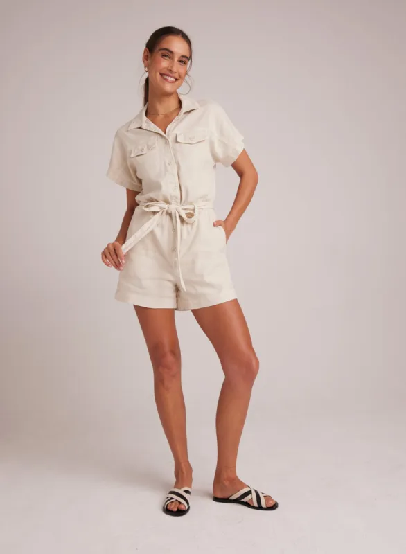 Searose Rolled Romper with Belt - Samba Sand sold by Bella Dahl