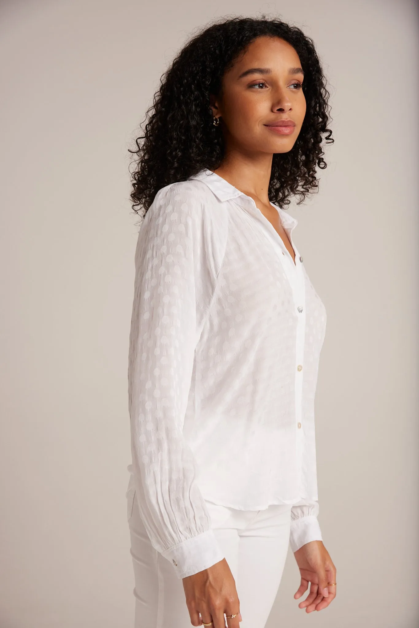 Round Hem Bishop Sleeve Shirt - White sold by Bella Dahl product image thumbnail 3