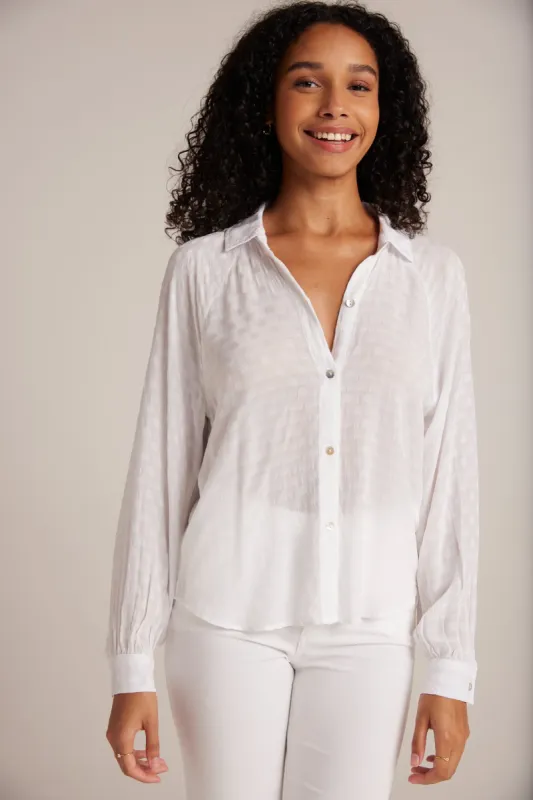Round Hem Bishop Sleeve Shirt - White sold by Bella Dahl