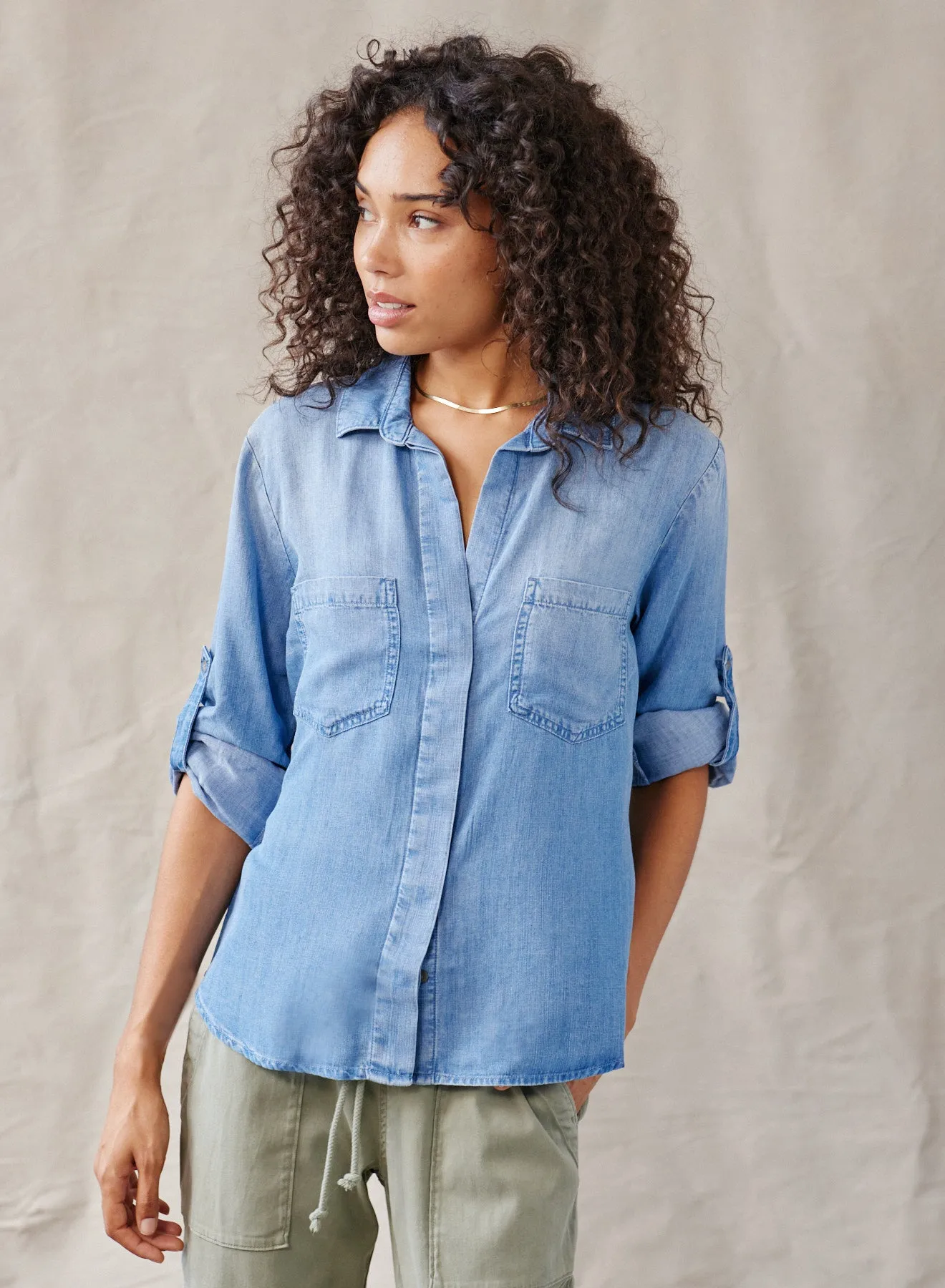 Split Back Button Down - Medium Ombre Wash sold by Bella Dahl