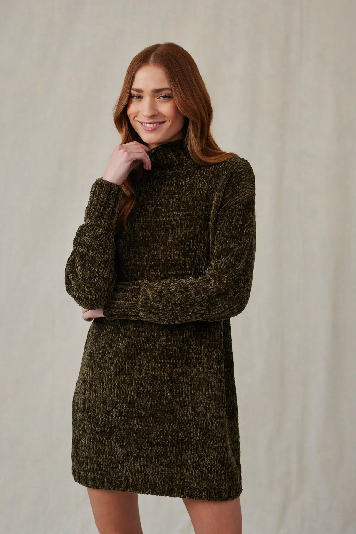 Turtle Neck Chenille Sweater Dress - Italian Herb sold by Bella Dahl product image thumbnail 2