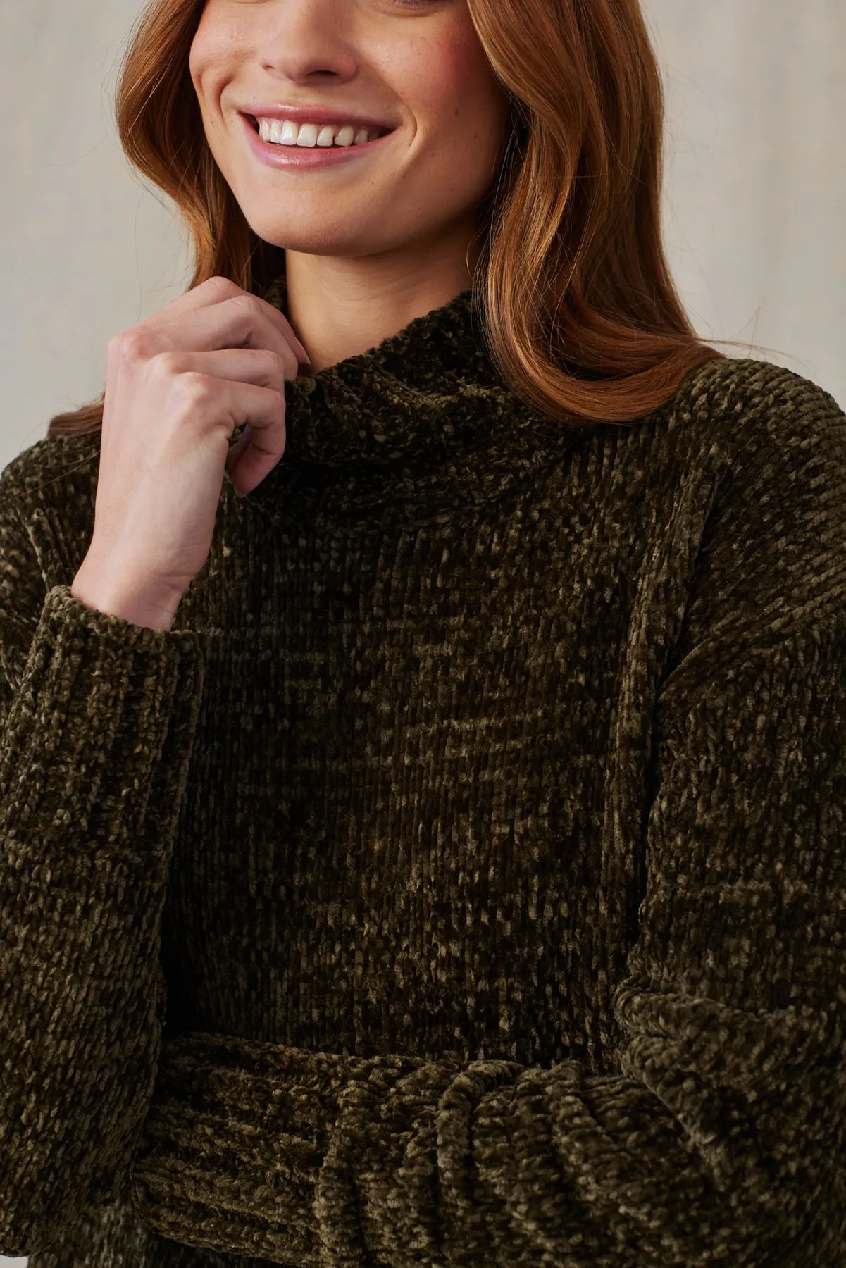 Turtle Neck Chenille Sweater Dress - Italian Herb sold by Bella Dahl product image thumbnail 3