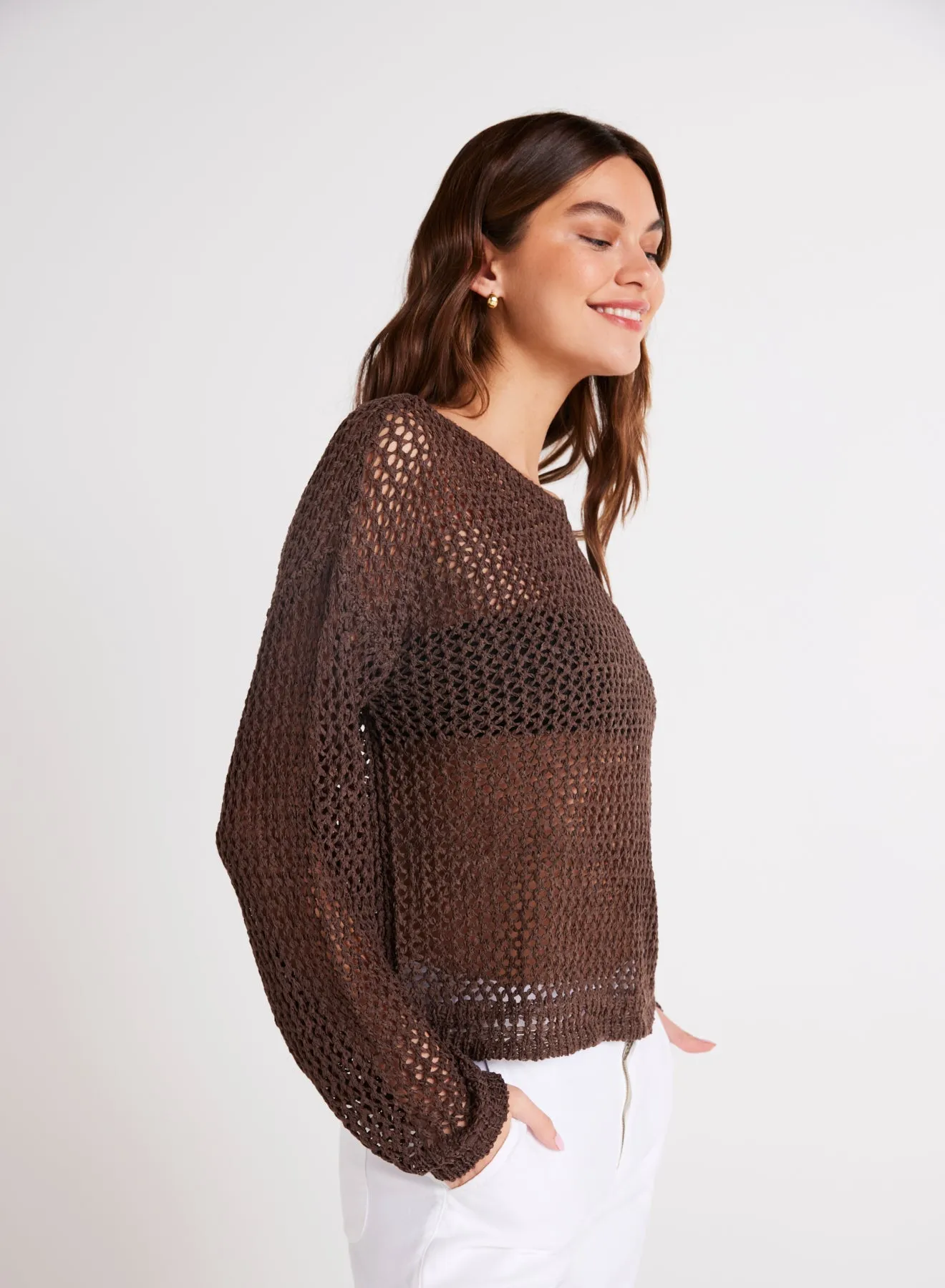 Relaxed Dropped Shoulder Sweater - Cocoa Cabana sold by Bella Dahl product image thumbnail 3
