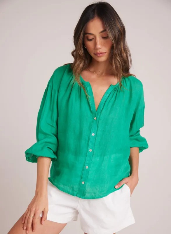 Shirred Neck Blouse - Tropical Green sold by Bella Dahl