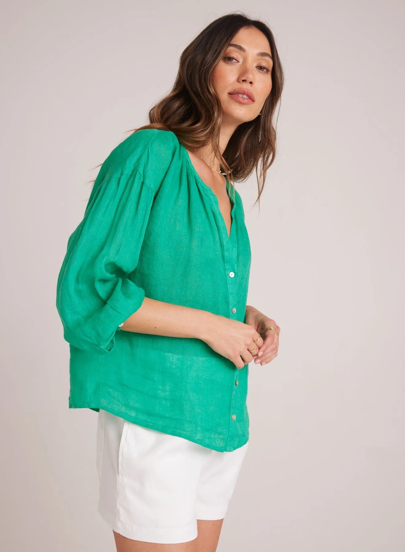 Shirred Neck Blouse - Tropical Green sold by Bella Dahl product image thumbnail 3
