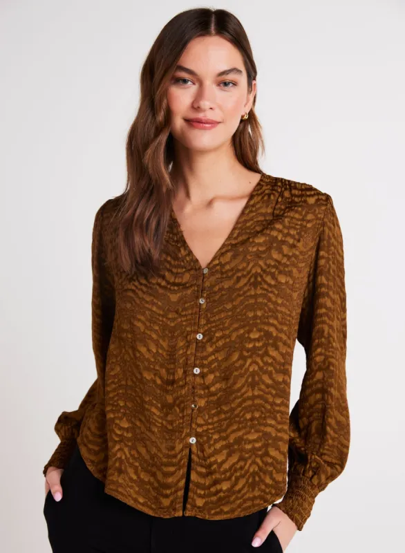 Smocked Cuff Button Down - Bronzed Olive sold by Bella Dahl