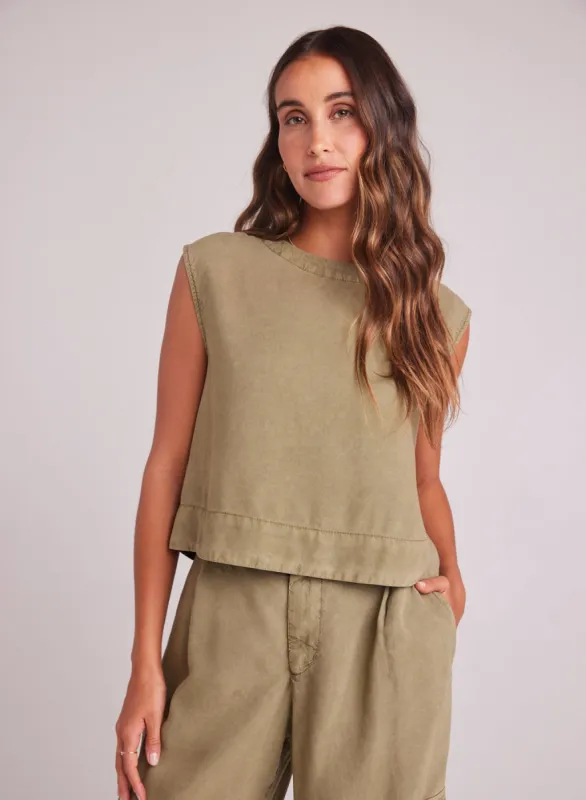 Boxy Button Back Top - French Olive sold by Bella Dahl