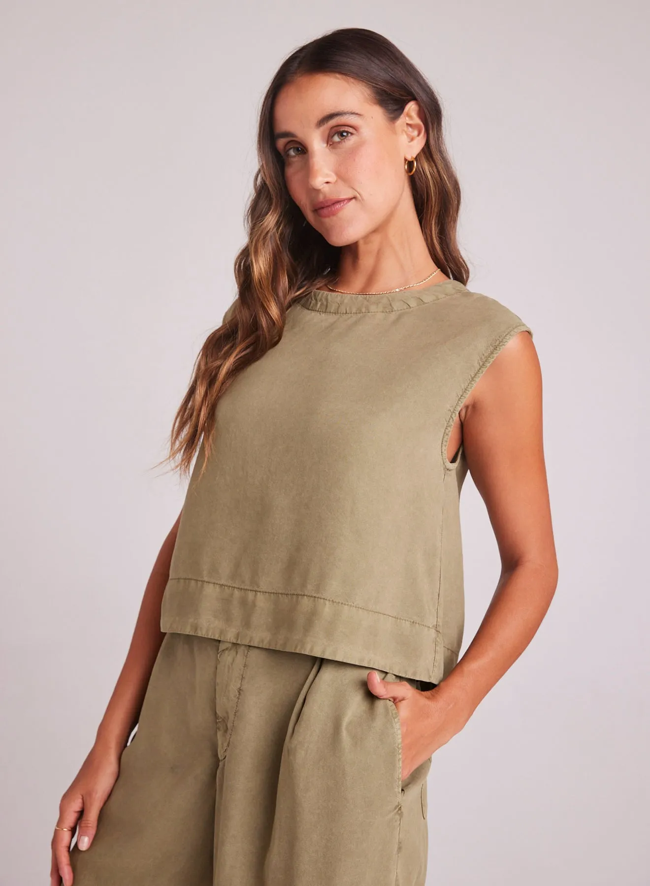 Boxy Button Back Top - French Olive sold by Bella Dahl product image thumbnail 3