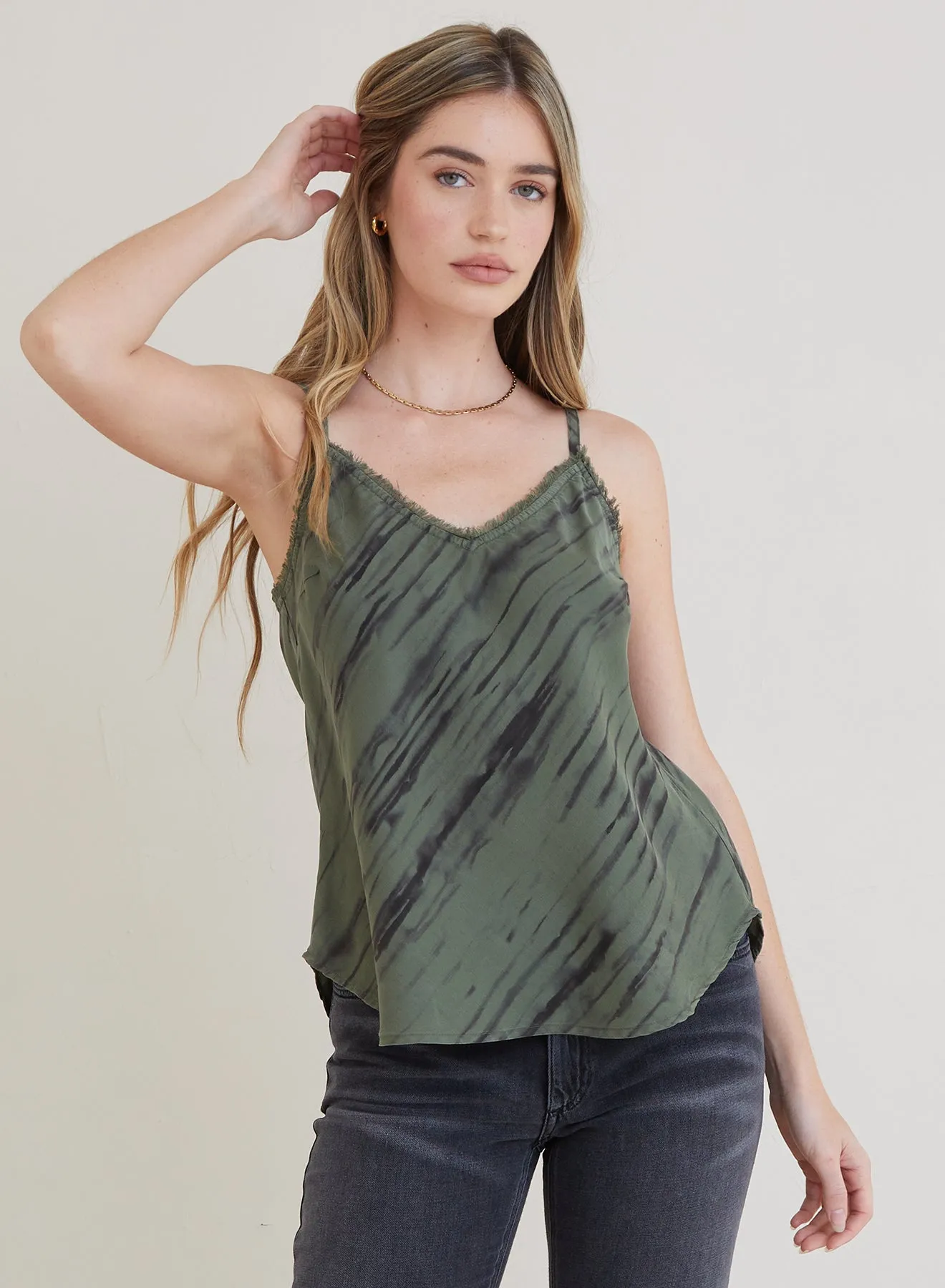 Frayed Tencel Cami - Fernwood Stripe sold by Bella Dahl