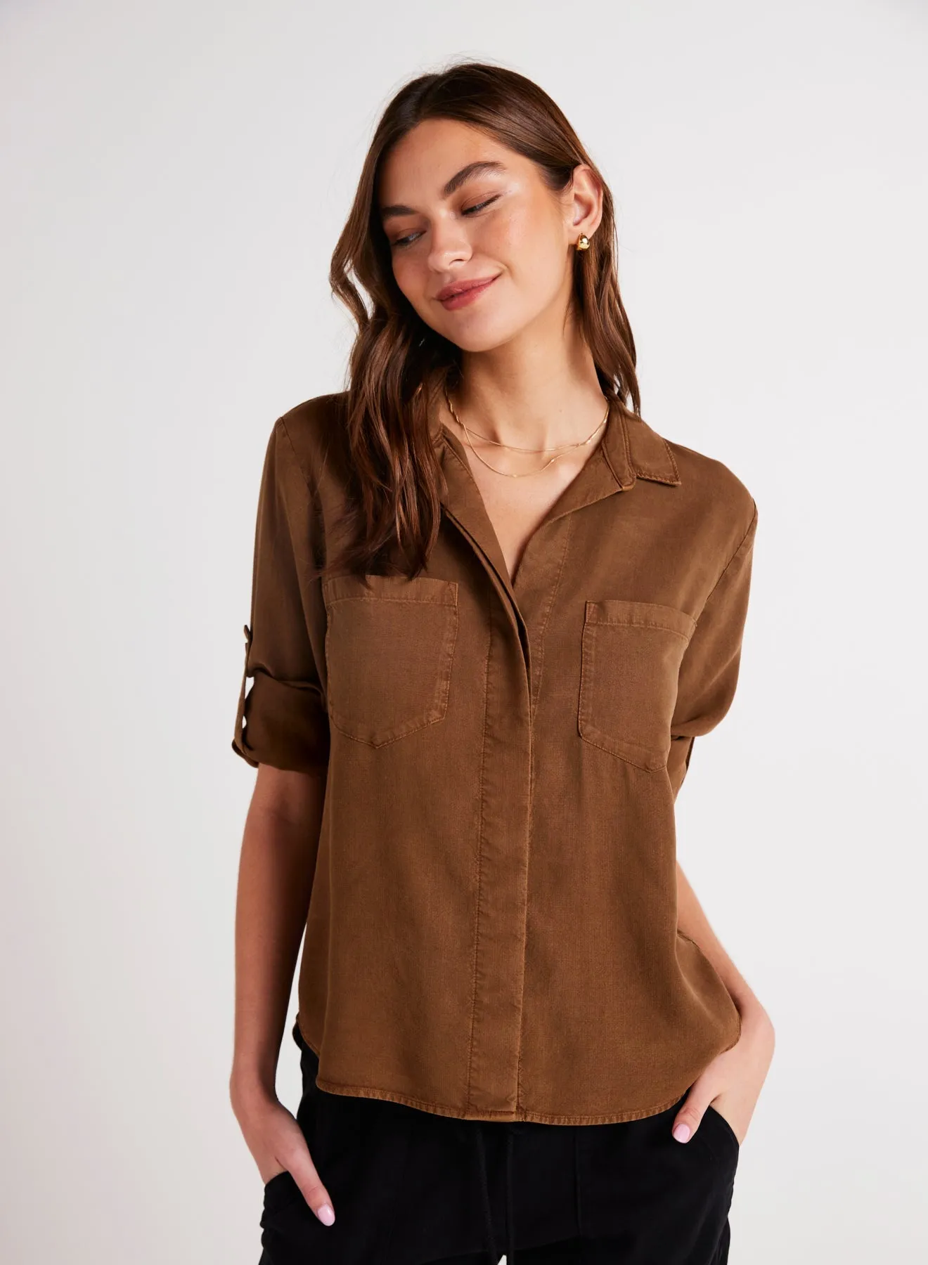 Split Back Button Down - Twilight Gold sold by Bella Dahl