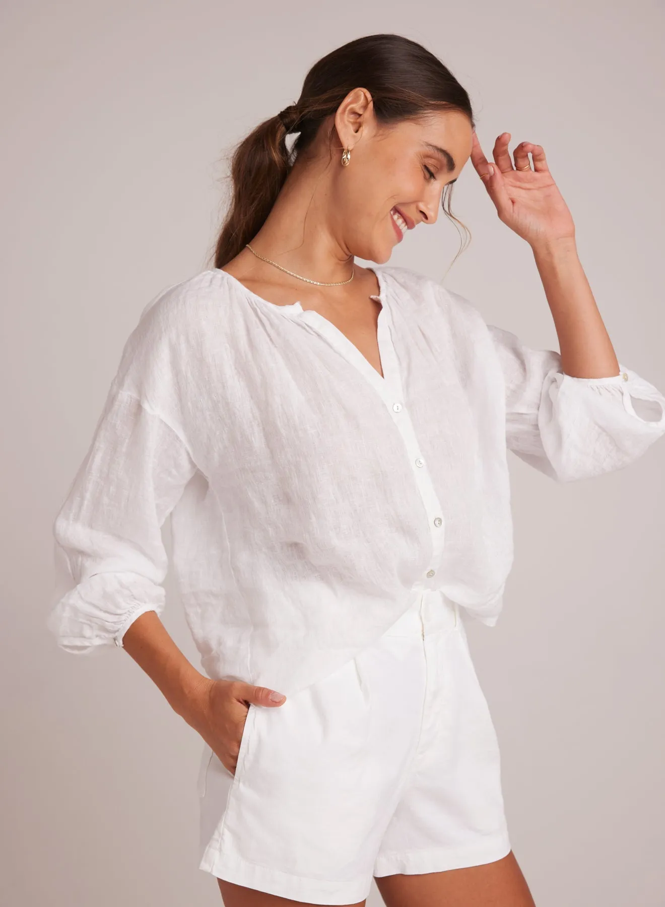 Shirred Neck Blouse - White sold by Bella Dahl product image thumbnail 4