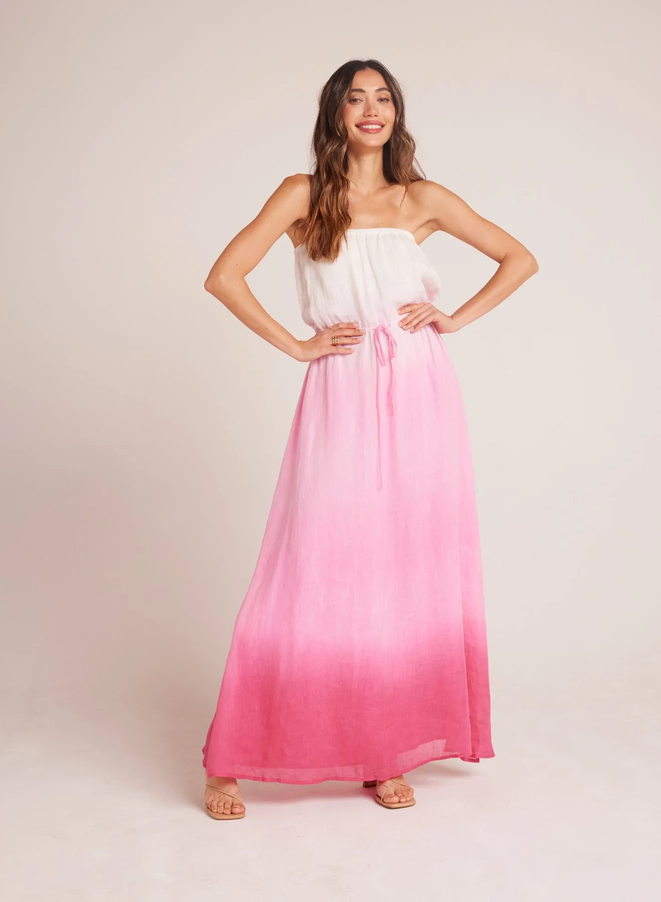 Strapless Linen Maxi Dress - Pink Ombre Dye sold by Bella Dahl