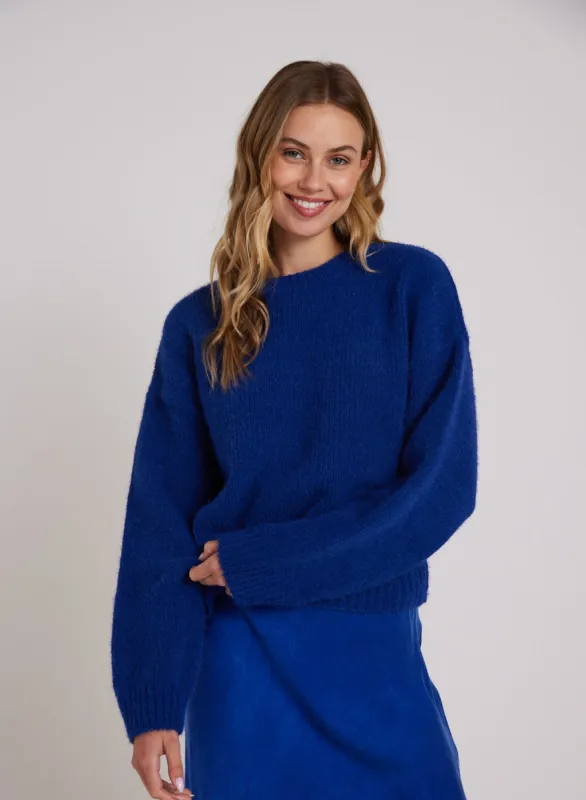 Drop Shoulder Fuzzy Chenille Sweater - Rich Cobalt sold by Bella Dahl