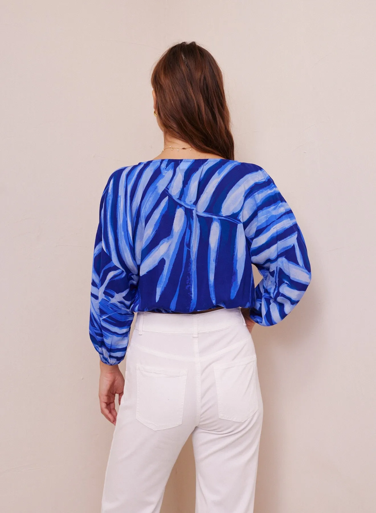 Tie Up Pullover Top - Bayside Palm Print sold by Bella Dahl product image thumbnail 2