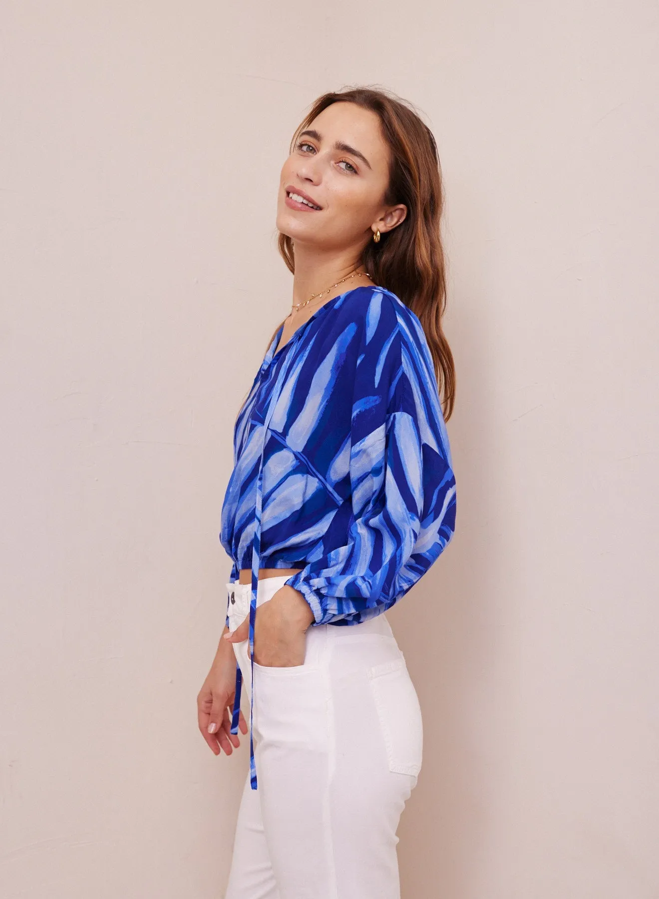Tie Up Pullover Top - Bayside Palm Print sold by Bella Dahl product image thumbnail 3