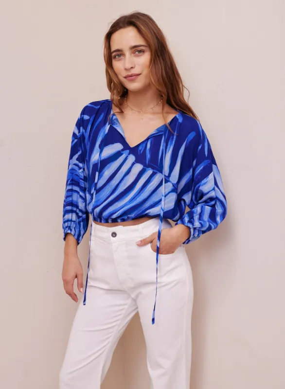 Tie Up Pullover Top - Bayside Palm Print sold by Bella Dahl