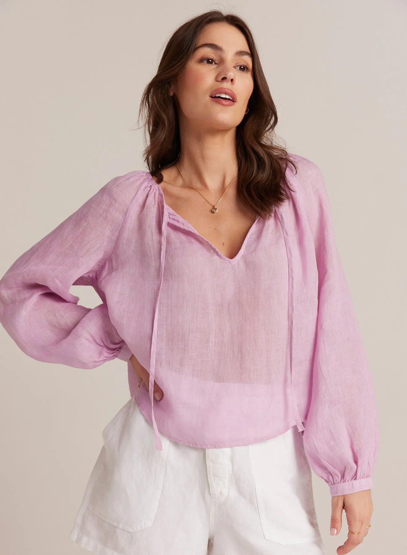 Shirred Linen Raglan Blouse - Light Orchid sold by Bella Dahl product image thumbnail 2