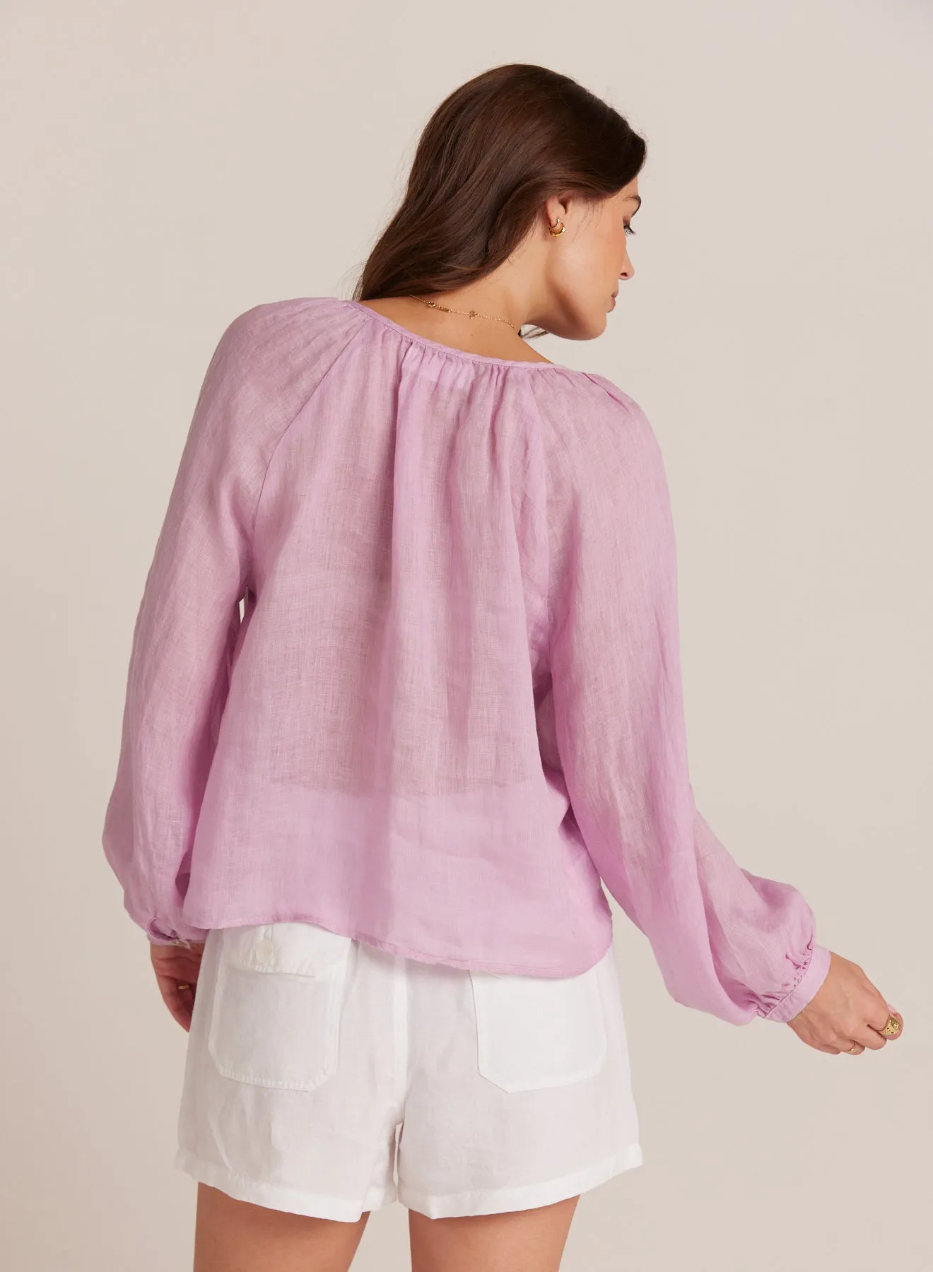 Shirred Linen Raglan Blouse - Light Orchid sold by Bella Dahl product image thumbnail 3