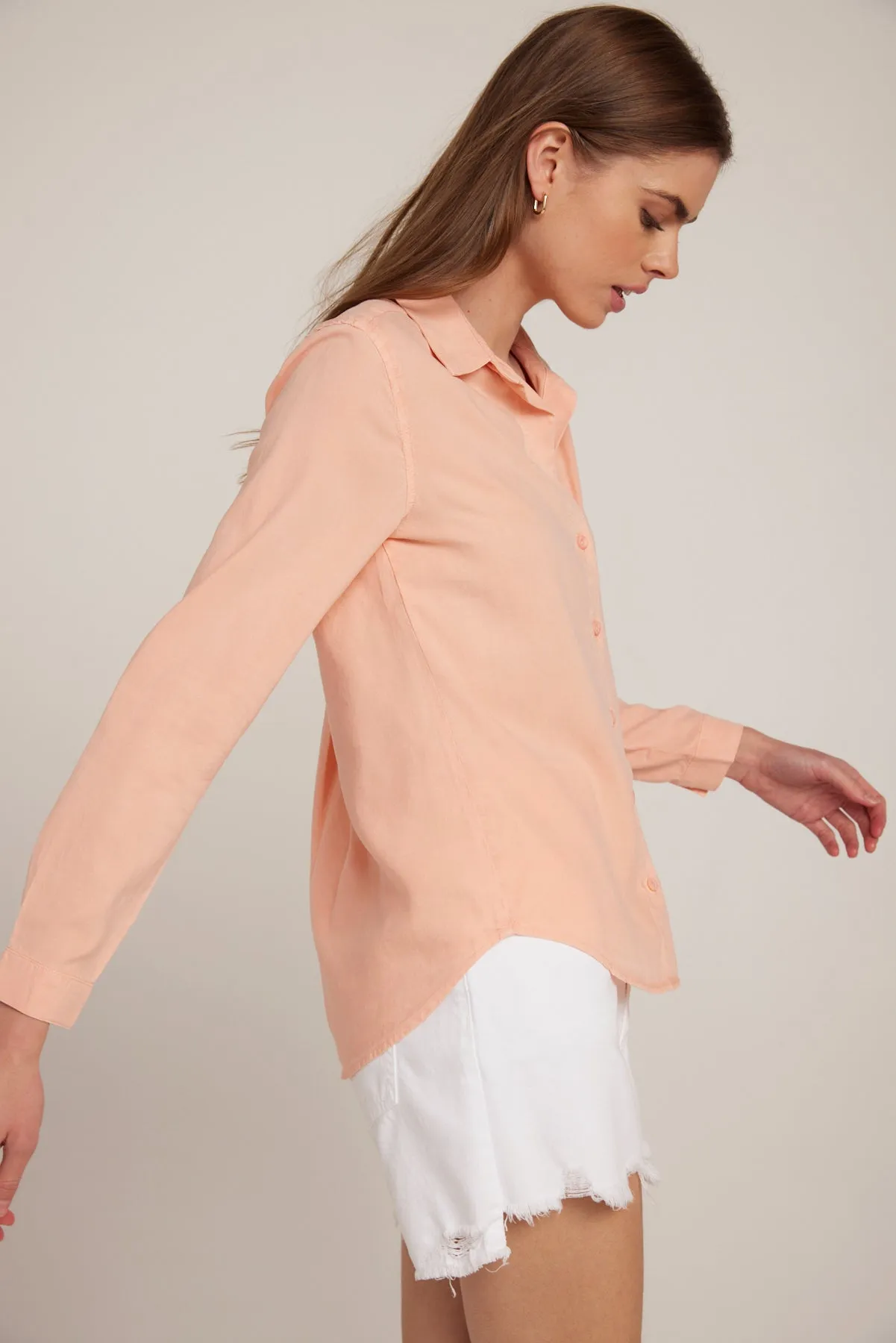 Long Sleeve Classic Button Down - Sunset Coral sold by Bella Dahl product image thumbnail 3