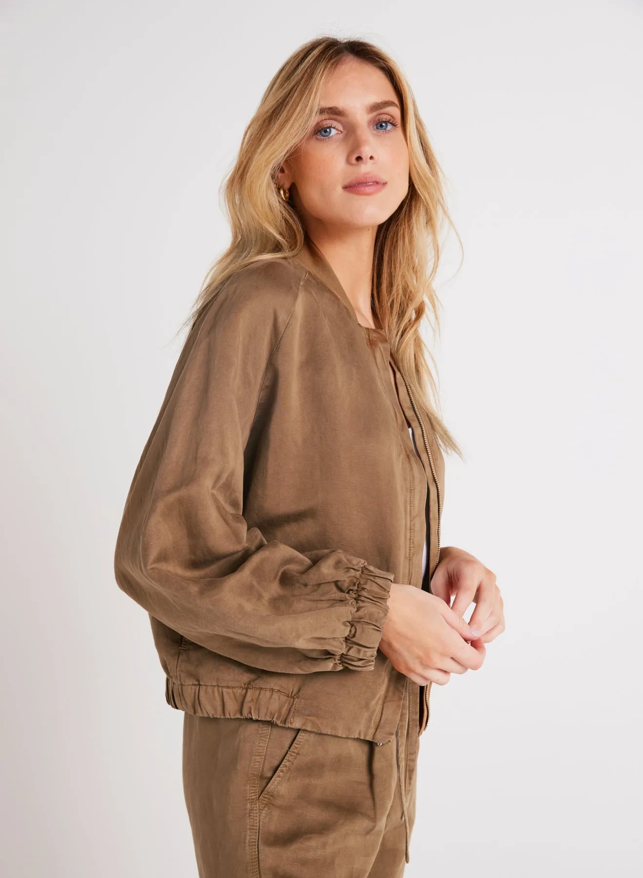Chloe Clean Bomber Jacket - Topaz Brown sold by Bella Dahl product image thumbnail 3