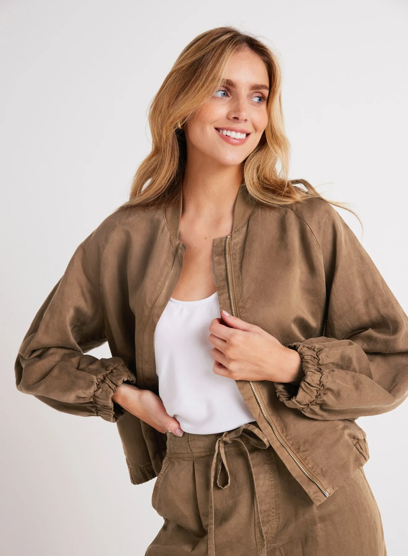 Chloe Clean Bomber Jacket - Topaz Brown sold by Bella Dahl