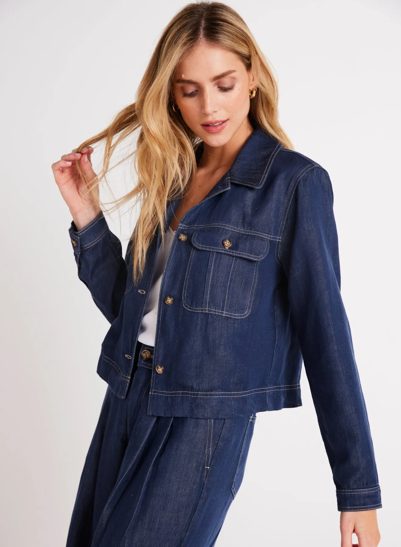 Flap Pocket Utility Jacket - Dark Denim sold by Bella Dahl product image thumbnail 4