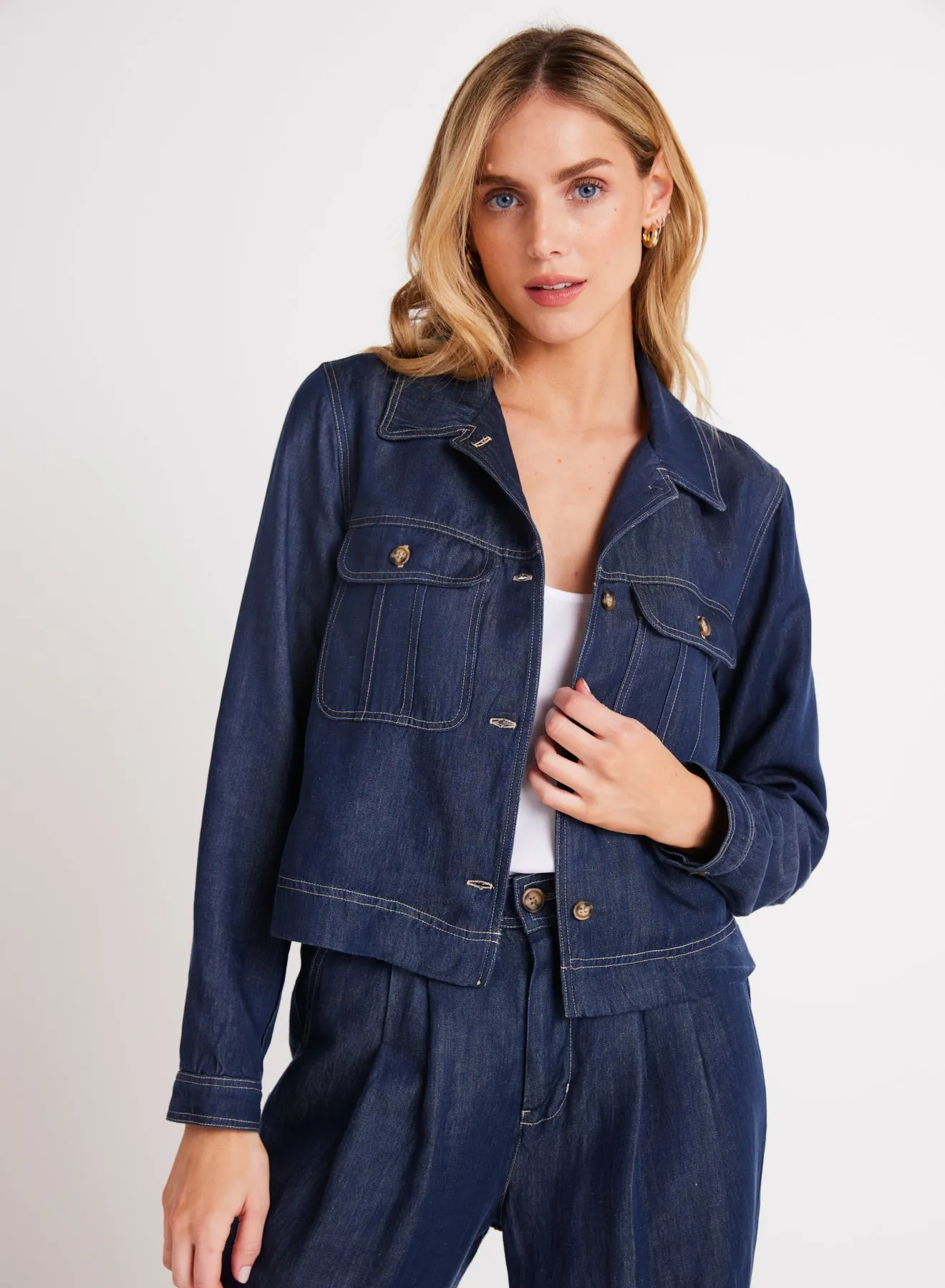 Flap Pocket Utility Jacket - Dark Denim sold by Bella Dahl